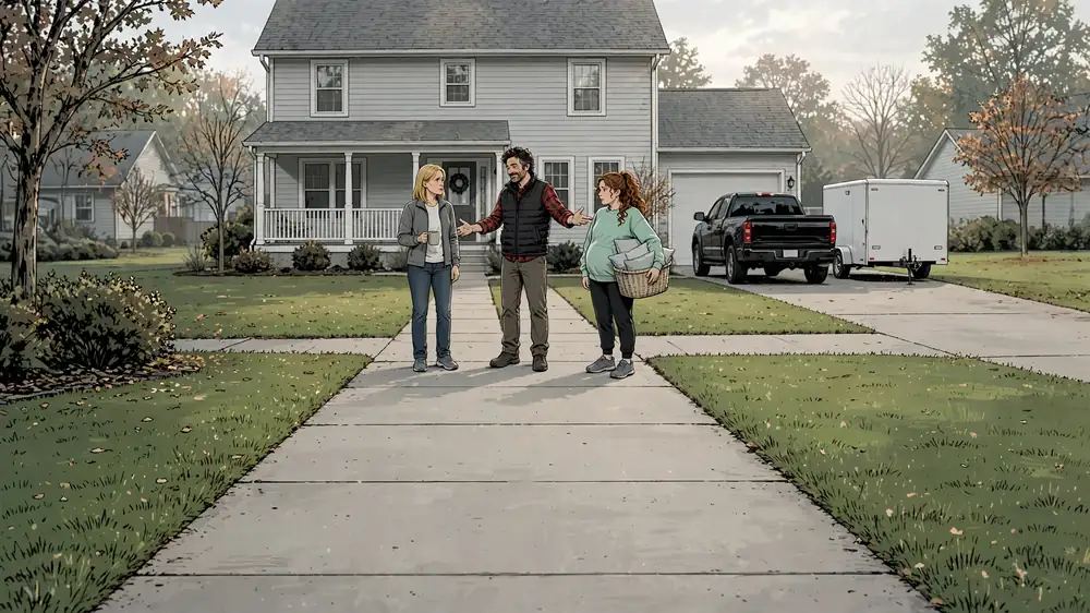 Scene from Chapter 1 of He Didn't Know I Bought Dad's Foreclosed House.