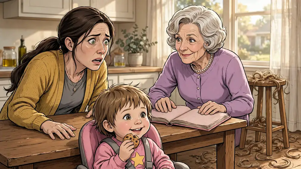 Scene from Chapter 1 of MIL Secretly Cut My Daughter's Hair Behind My Back